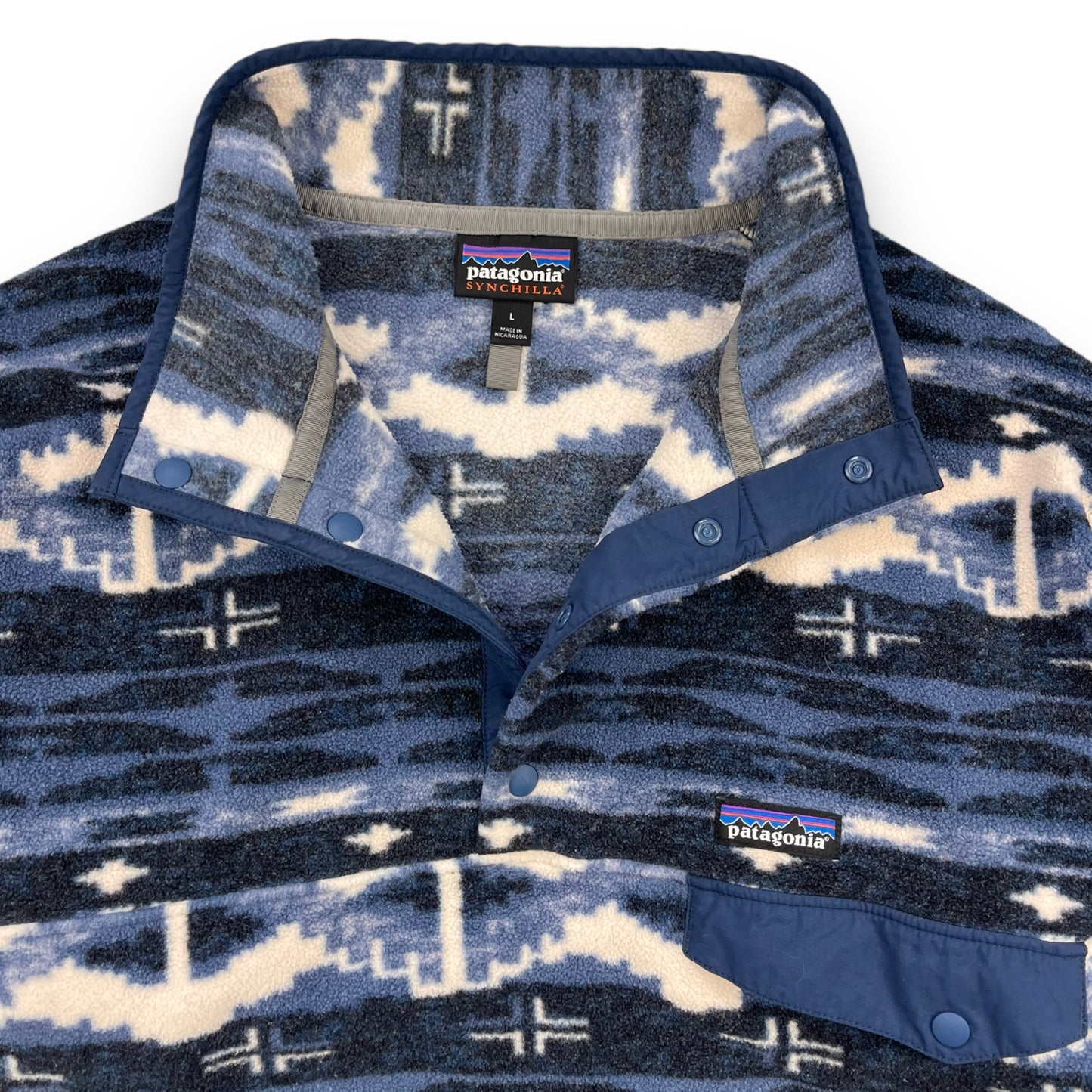 2018 Patagonia Blue Aztec Snap T Fleece (L)