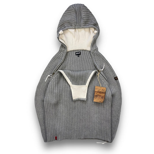 2000's Schott NYC Dual Zip Knitted Balaclava Hoodie (XL)