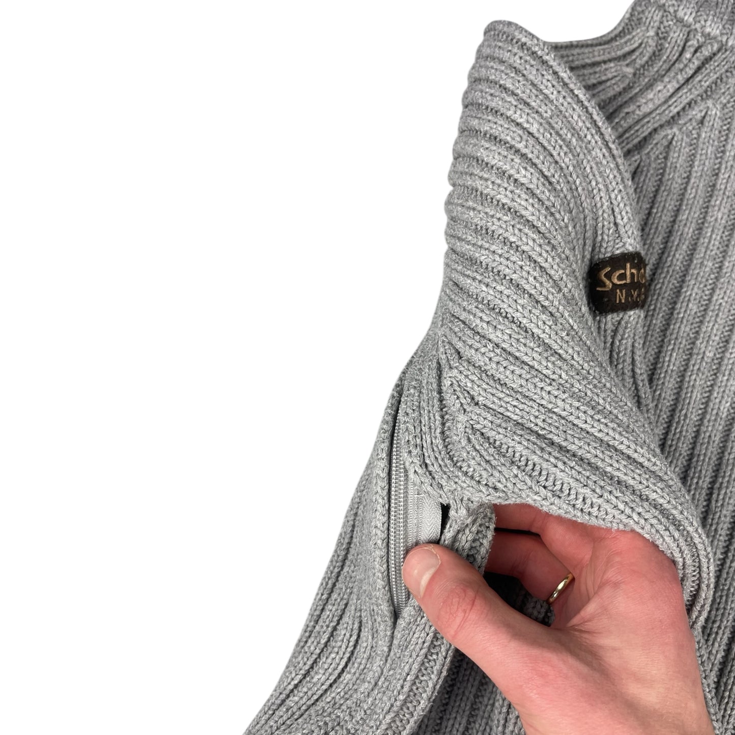 2000's Schott NYC Dual Zip Knitted Balaclava Hoodie (L)