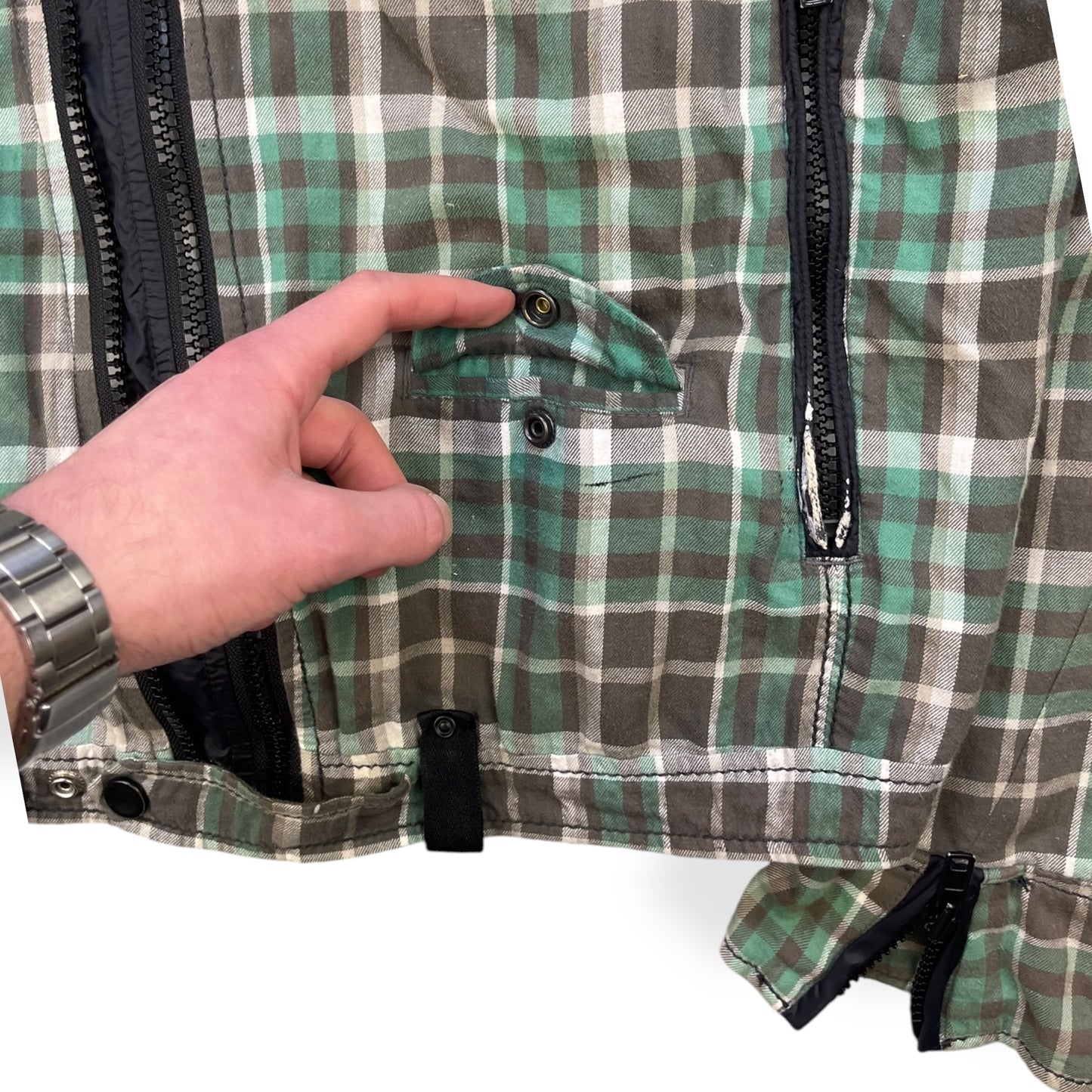 2000's Diesel Plaid Asymmetric Zip Jacket (L)