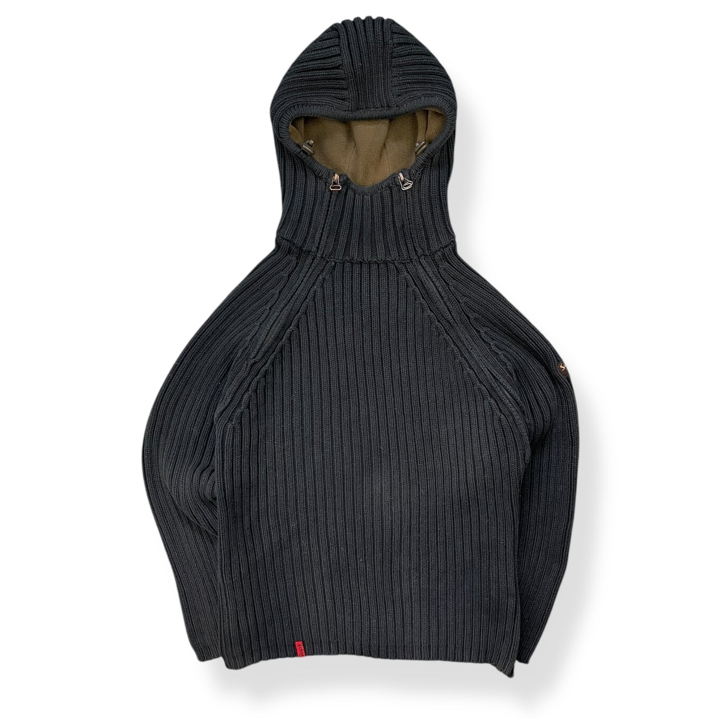 2000's Schott NYC Dual Zip Knitted Balaclava Hoodie (L)