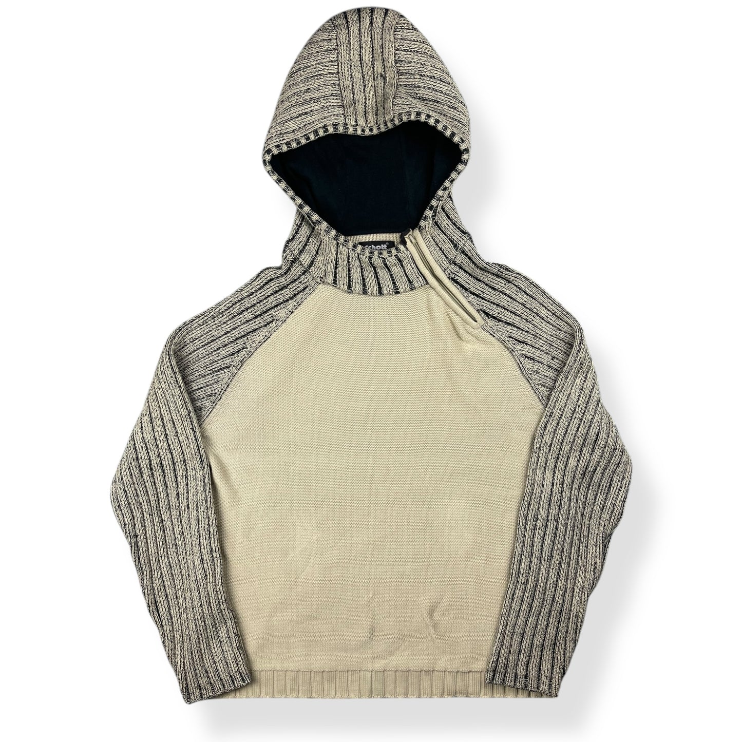 2000's Schott Asymmetric Zip Knitted Balaclava Hoodie (XL)