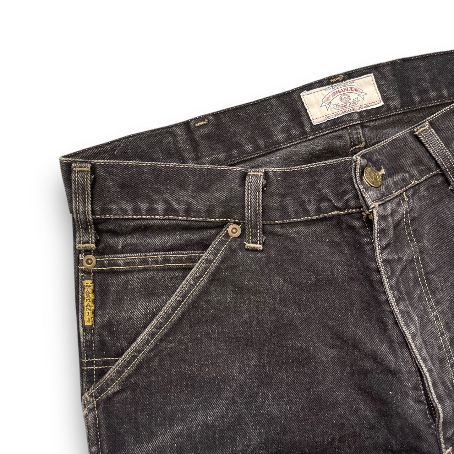 90's Armani Black Denim Carpenter Jeans (32)