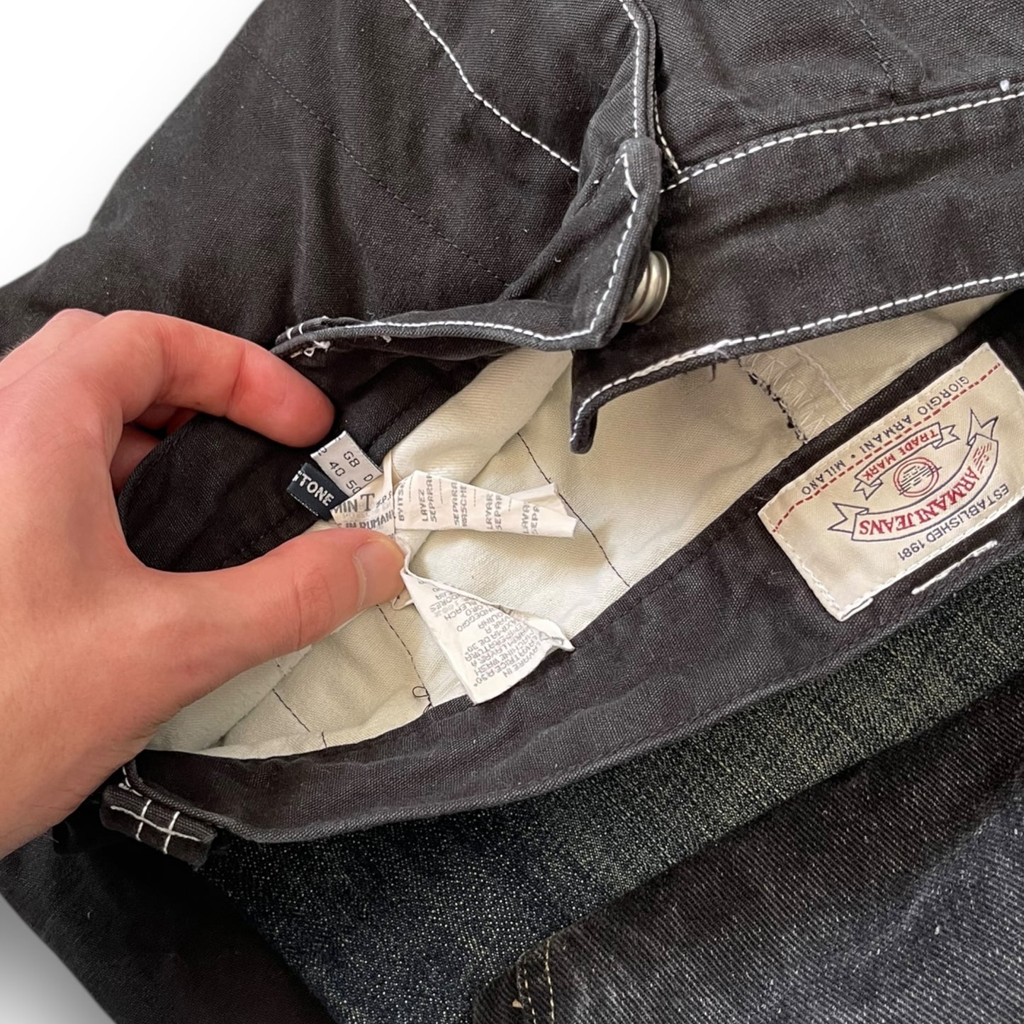 90's Armani Contrast Stitch Heavy Trousers (34)