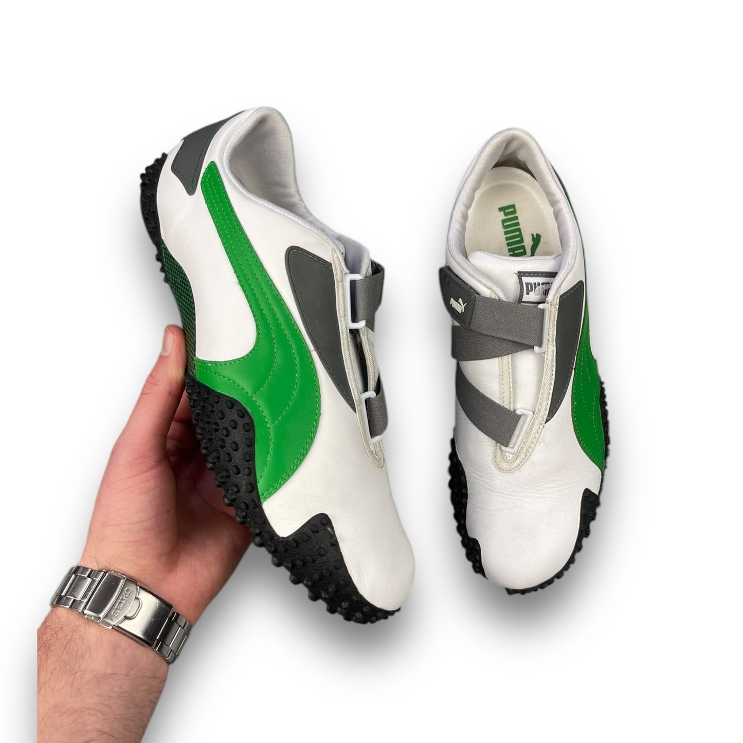 2000's Puma Mostro Leather White/Green/Grey (UK9)