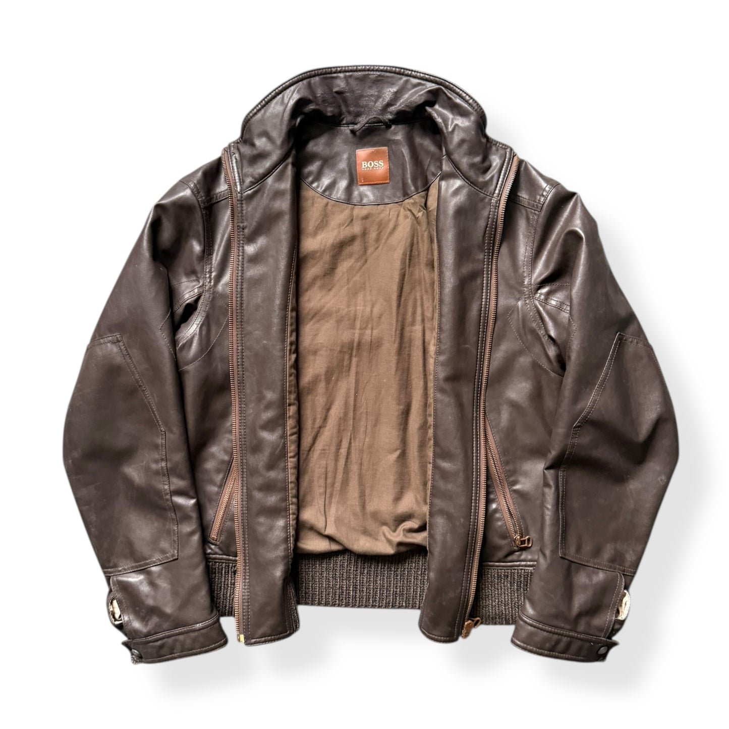2000's Hugo Boss 'Orange' Leather Jacket (M)