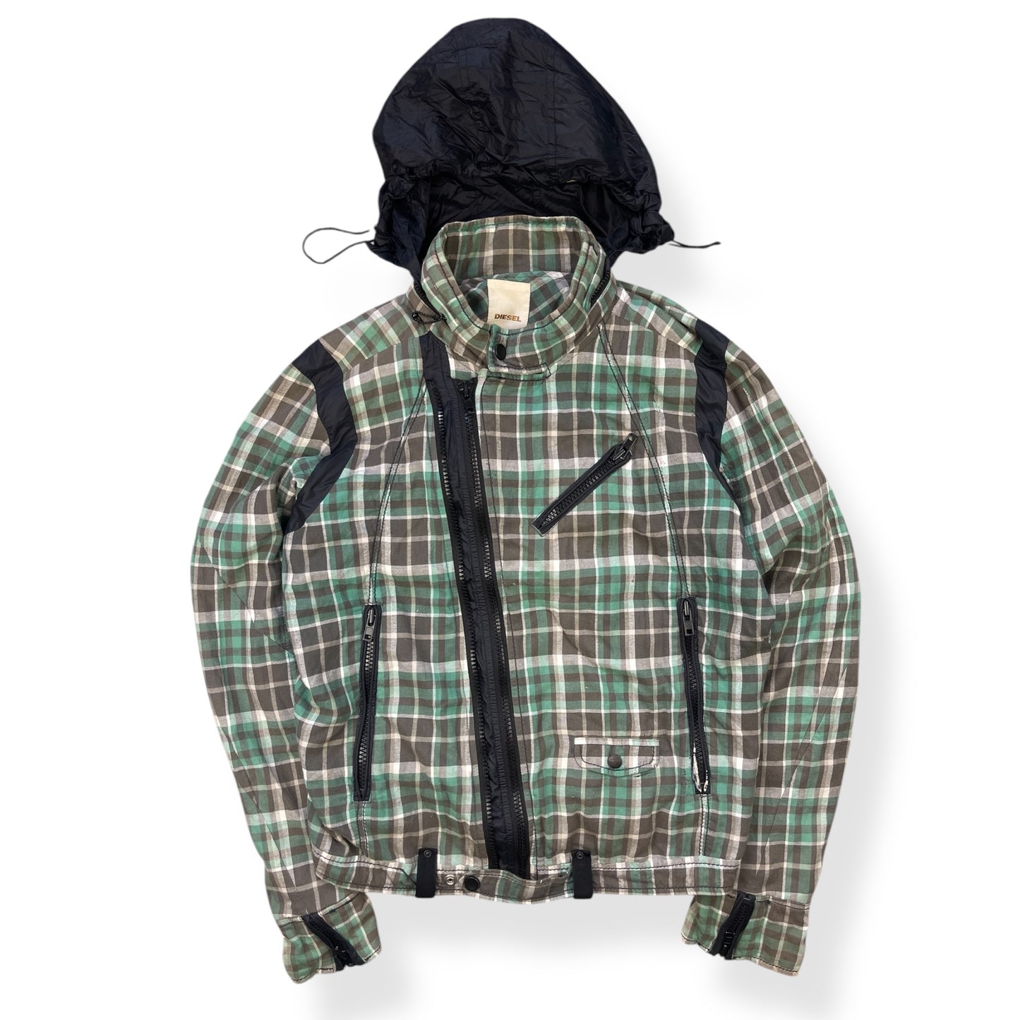 2000's Diesel Plaid Asymmetric Zip Jacket (L)