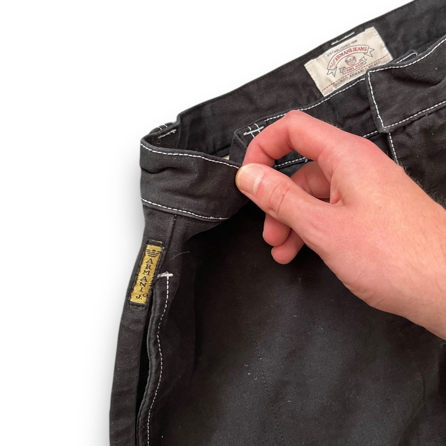 90's Armani Contrast Stitch Heavy Trousers (34)