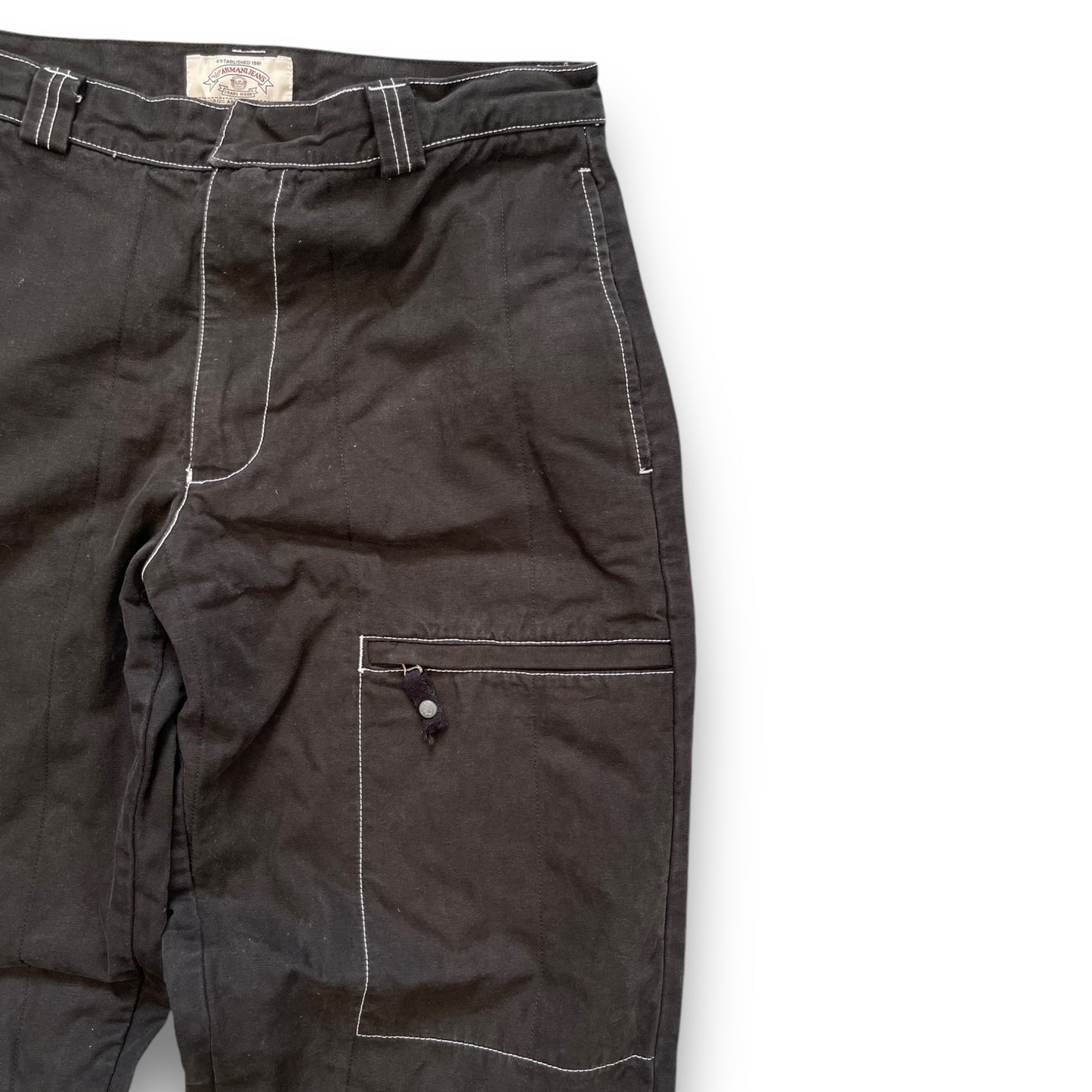 90's Armani Contrast Stitch Heavy Trousers (34)