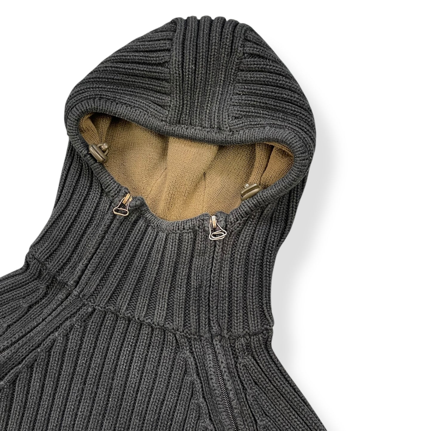 2000's Schott NYC Dual Zip Knitted Balaclava Hoodie (L)