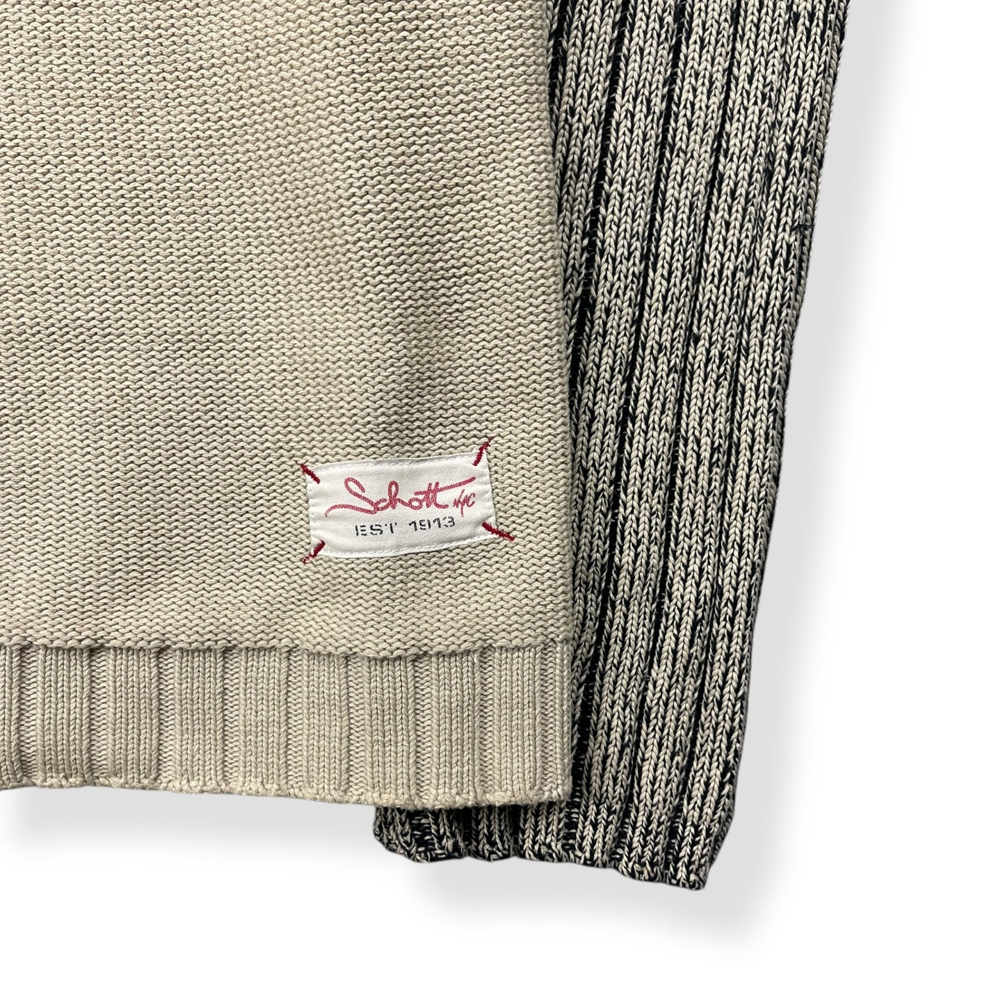 2000's Schott Asymmetric Zip Knitted Balaclava Hoodie (XL)