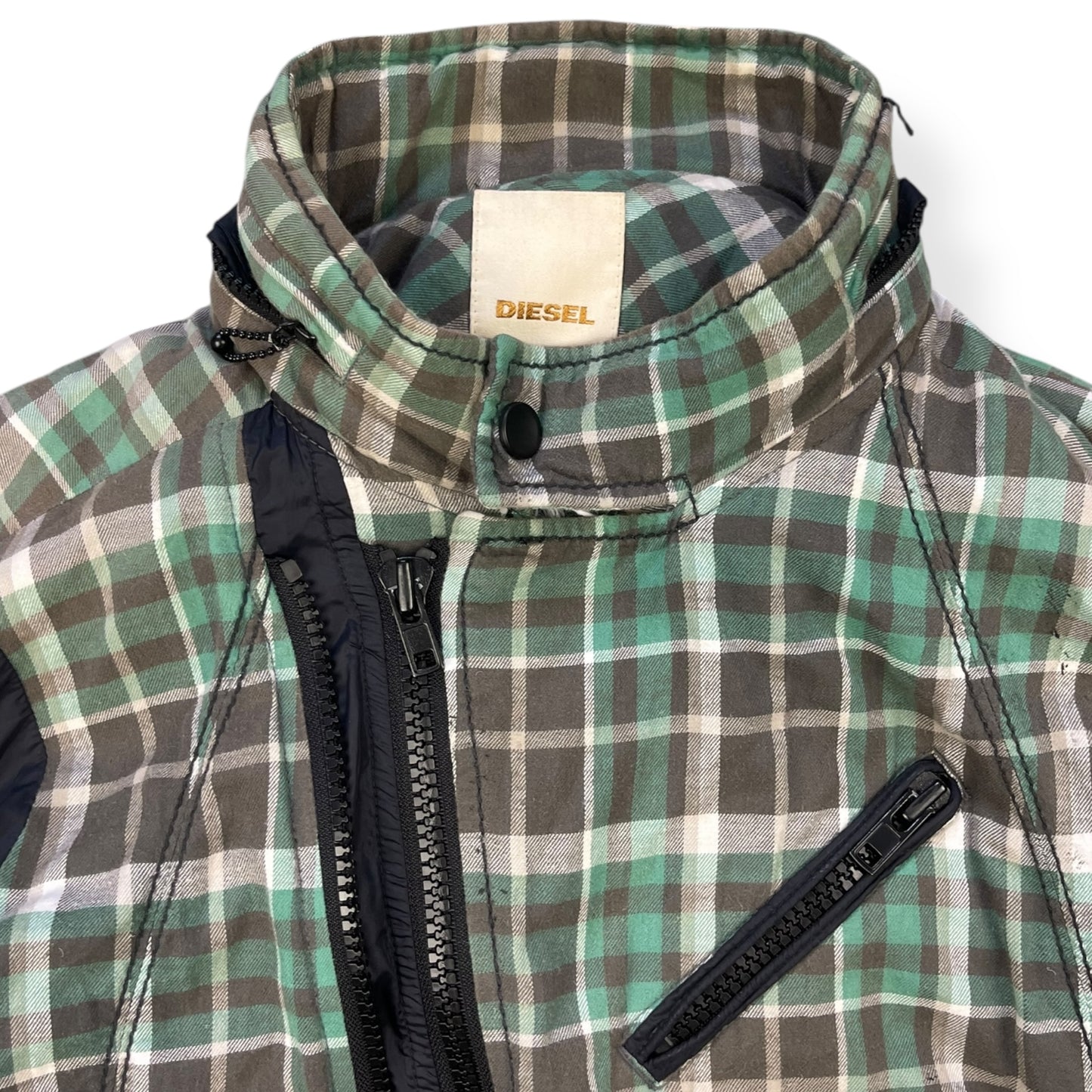 2000's Diesel Plaid Asymmetric Zip Jacket (L)