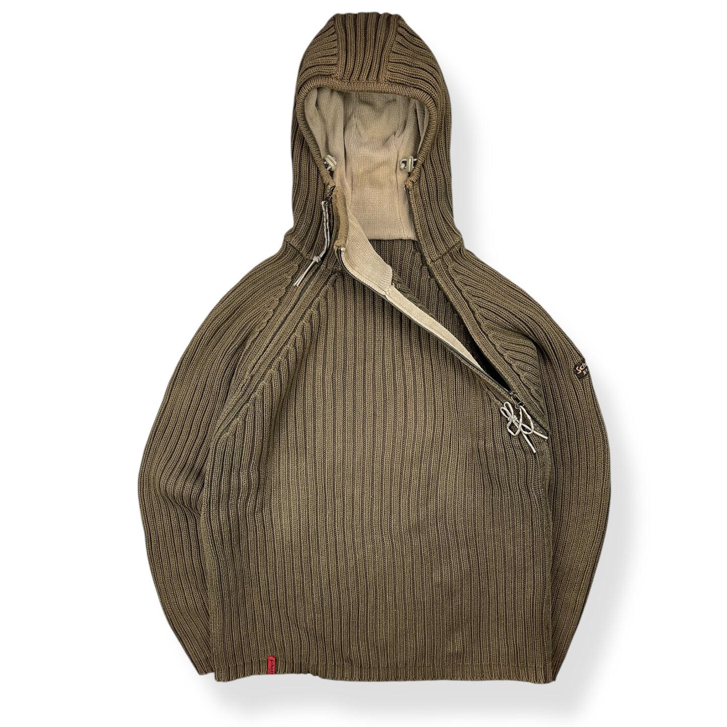 2000's Schott NYC Dual Zip Knitted Balaclava Hoodie (L)