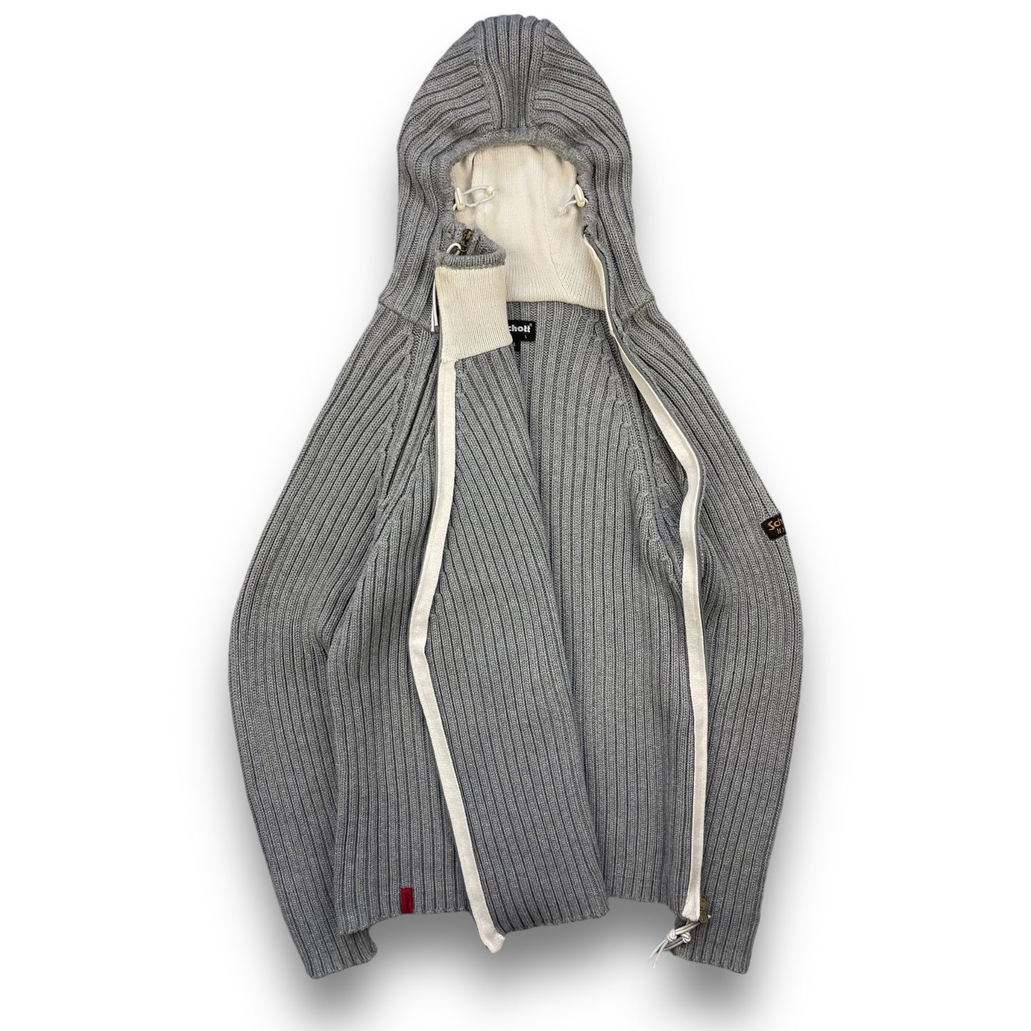 2000's Schott NYC Dual Zip Knitted Balaclava Hoodie (L)