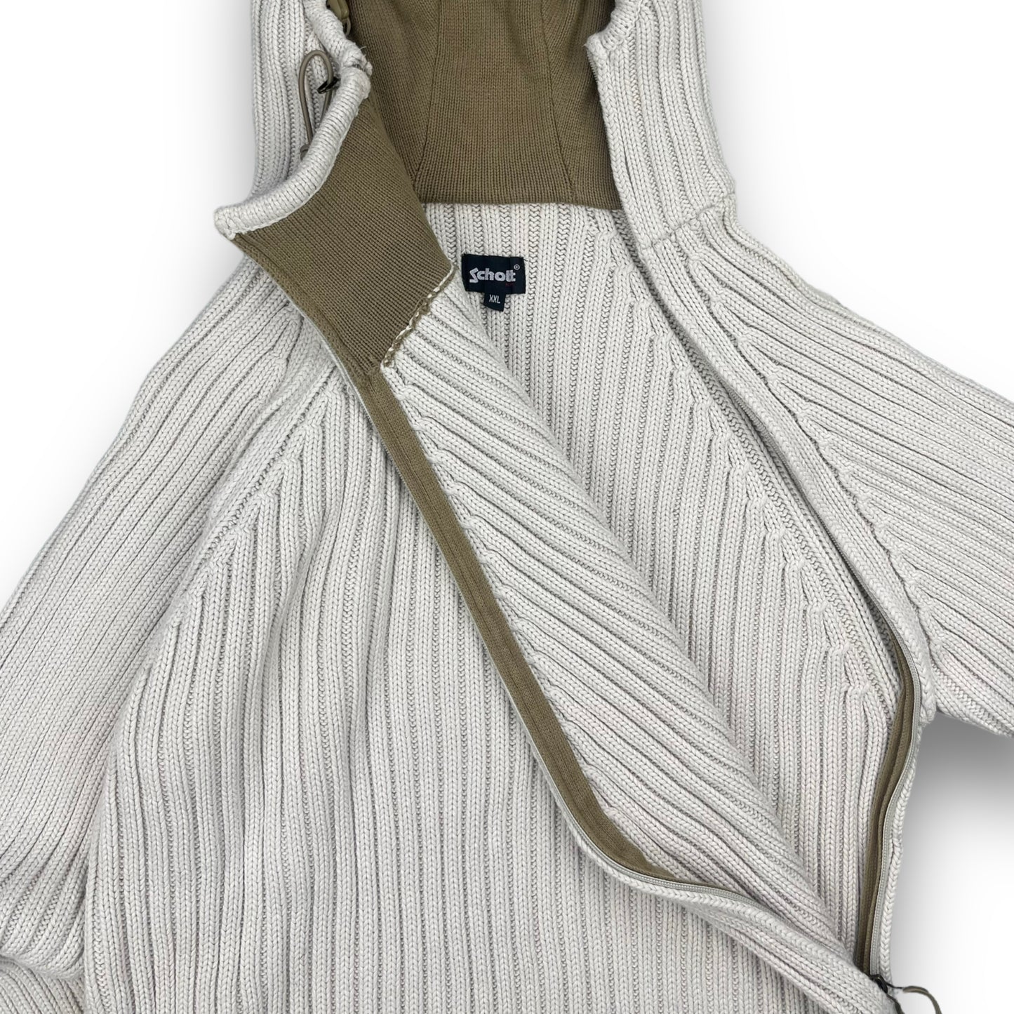 2000's Schott NYC Dual Zip Knitted Balaclava Hoodie (L)