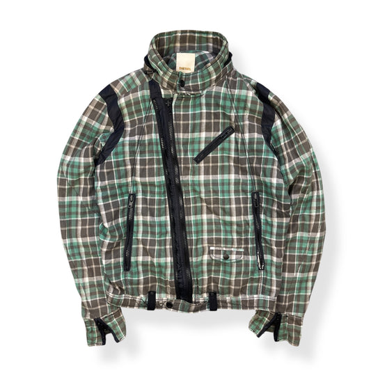 2000's Diesel Plaid Asymmetric Zip Jacket (L)