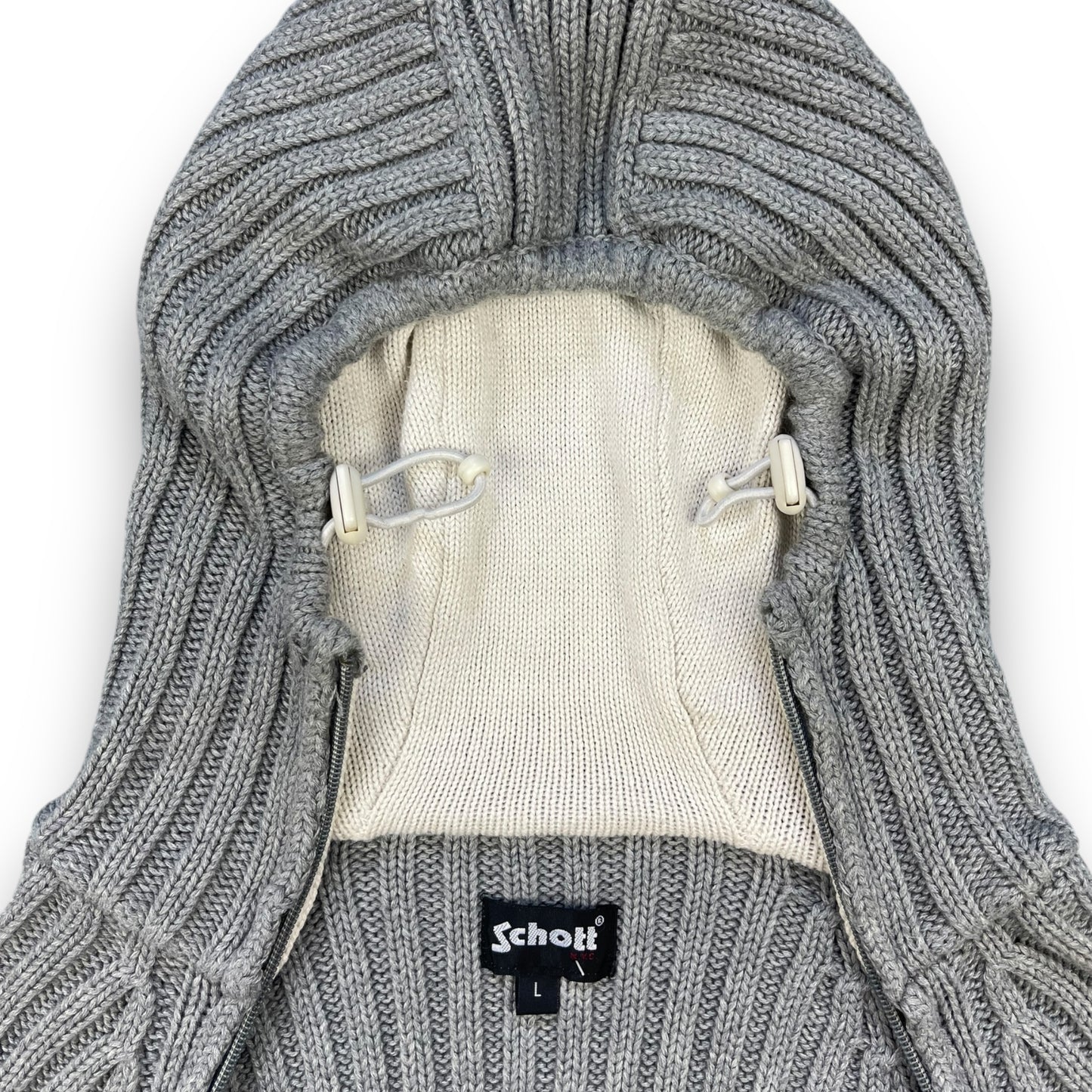 2000's Schott NYC Dual Zip Knitted Balaclava Hoodie (L)