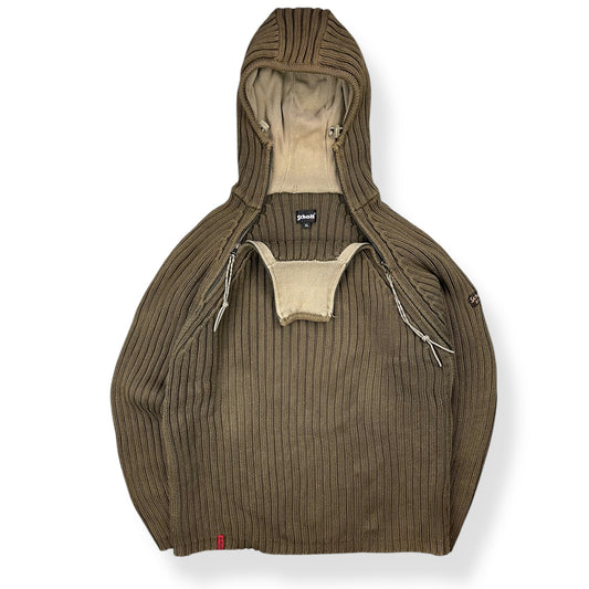 2000's Schott NYC Dual Zip Knitted Balaclava Hoodie (L)