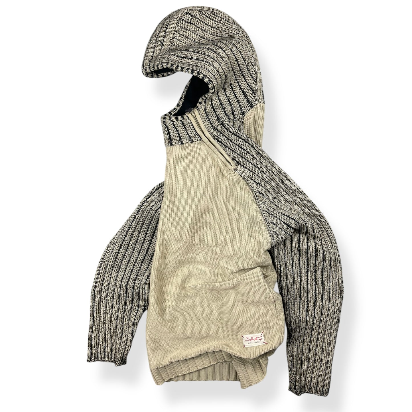 2000's Schott Asymmetric Zip Knitted Balaclava Hoodie (XL)