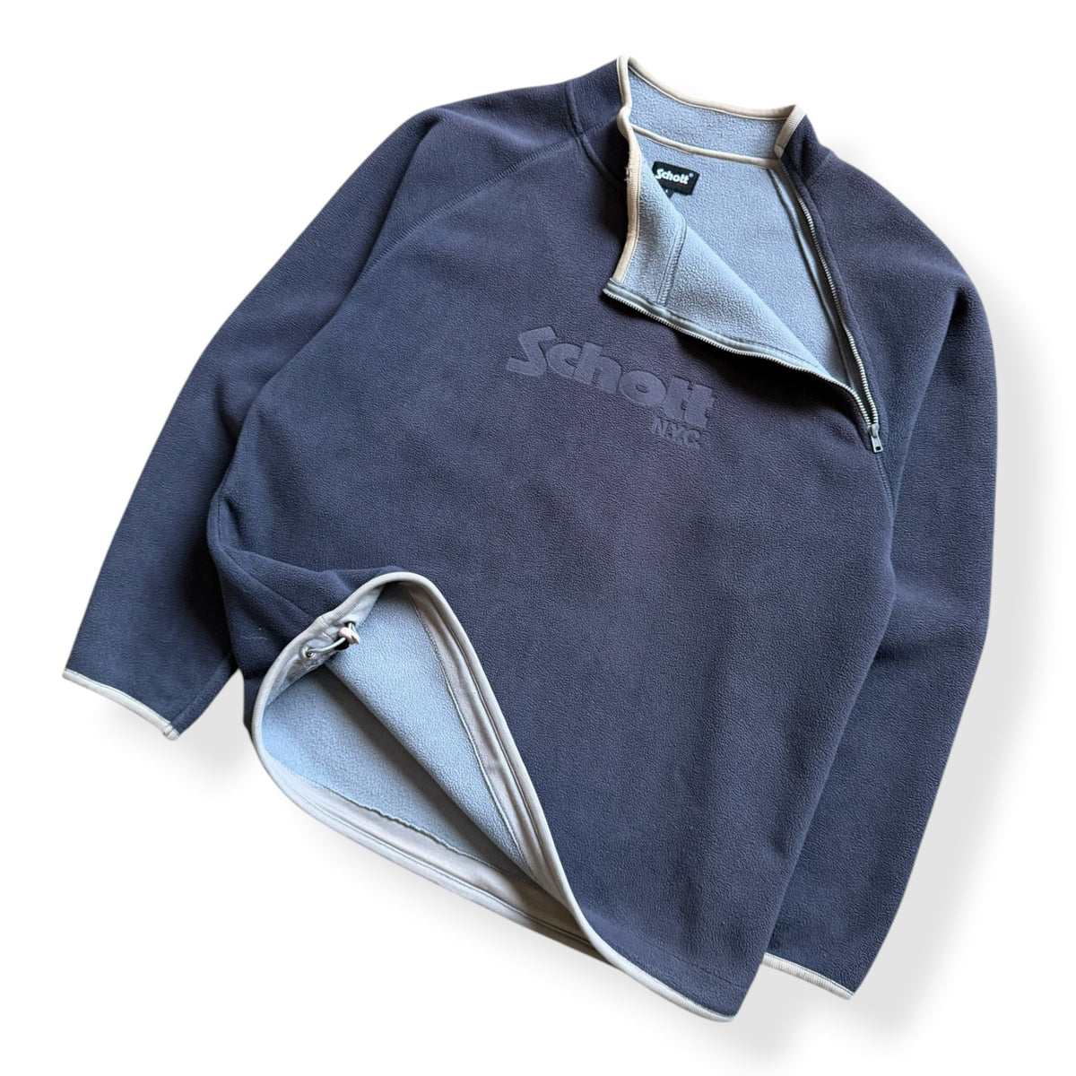 2000's Schott Asymmetric Zip Fleece Sweatshirt (L)