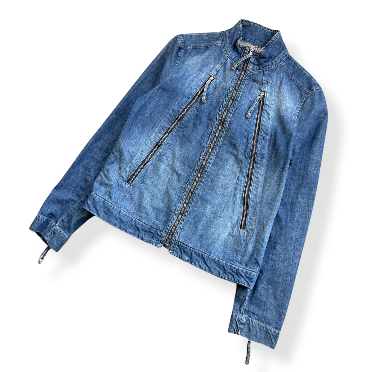 2000's FCUK Jeans Denim Moto Jacket (S)