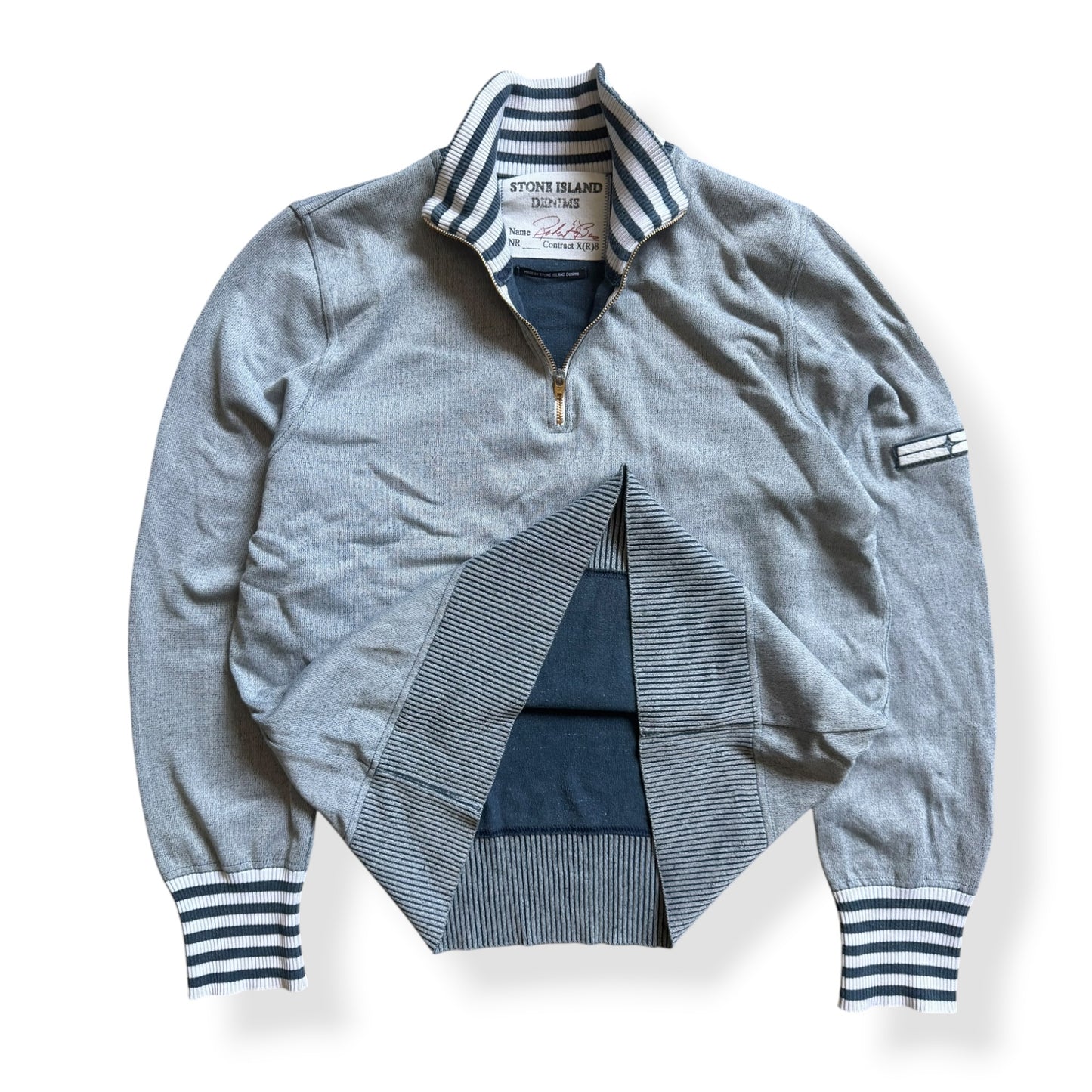 SS2008 Stone Island Denims Striped 1/4 Zip (L)