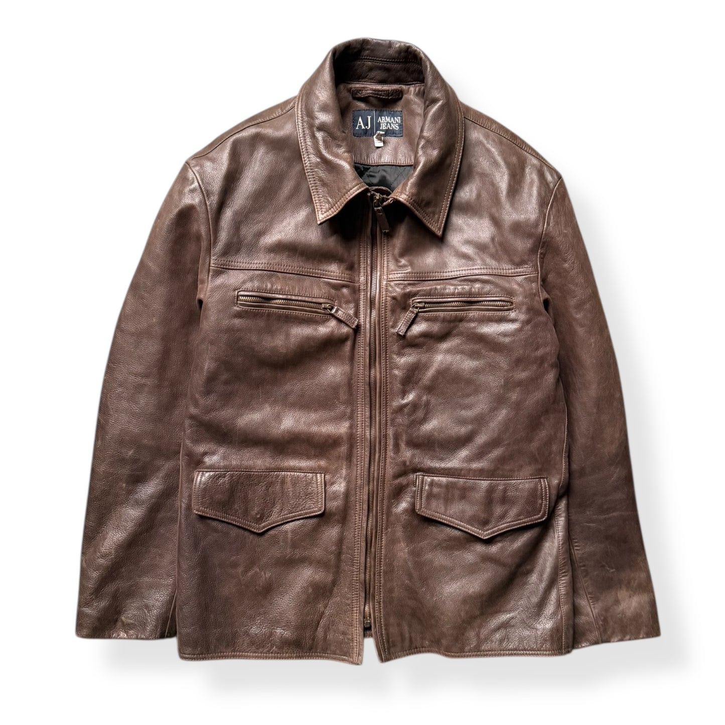 2000's Armani Jeans Leather Jacket (L)