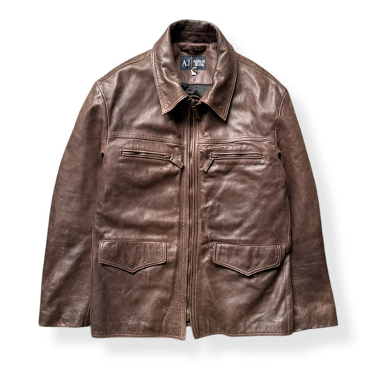 2000's Armani Jeans Leather Jacket (L)