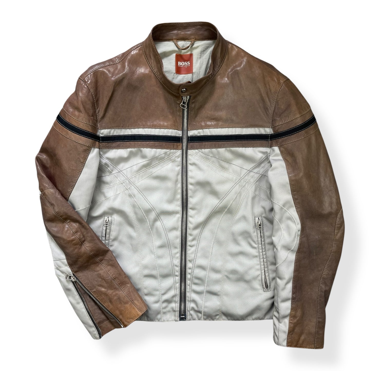2000's Hugo Boss Lambskin / Ballistic Nylon Jacket (M)