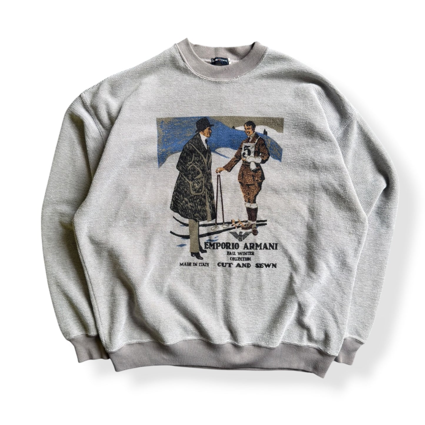 1980's Emporio Armani 'Cut & Sewn' Waffle Sweatshirt (L)