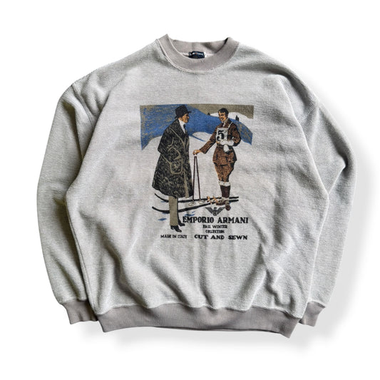 1980's Emporio Armani 'Cut & Sewn' Waffle Sweatshirt (L)