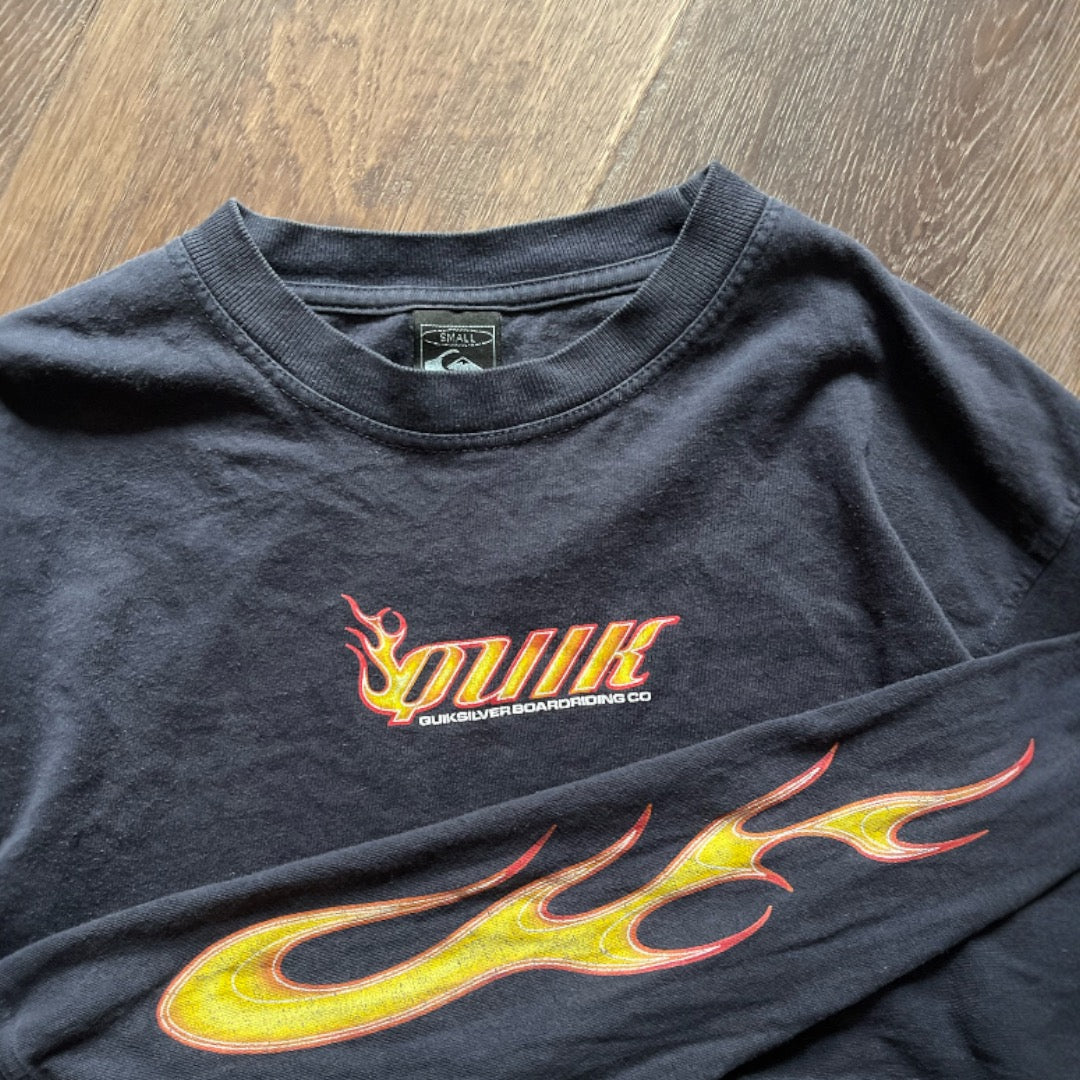 2000's Quiksilver Flame Long Sleeve T-Shirt (S)