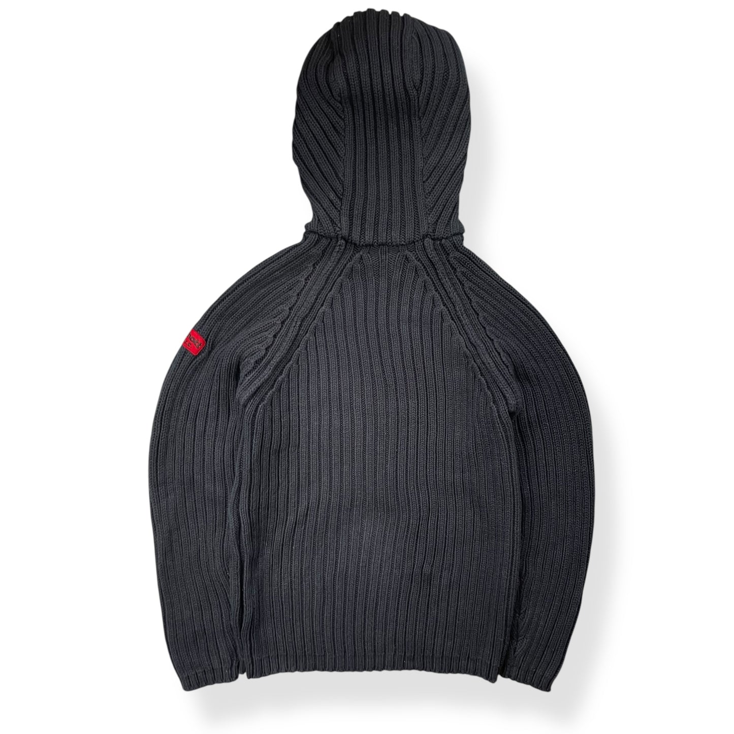 2000's Schott NYC Knitted Asymmetric Zip Balaclava Hoodie (S)