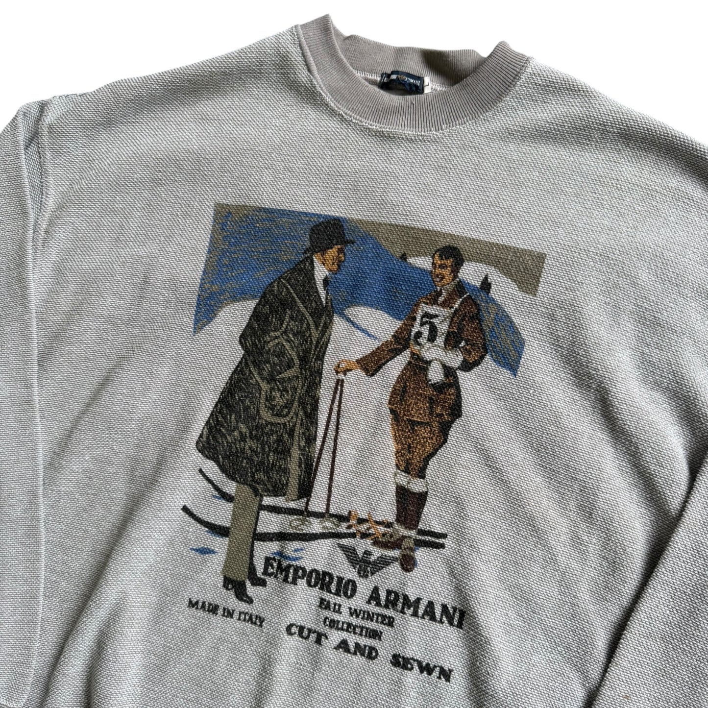 1980's Emporio Armani 'Cut & Sewn' Waffle Sweatshirt (L)
