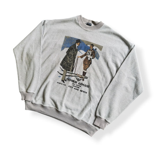 1980's Emporio Armani 'Cut & Sewn' Waffle Sweatshirt (L)