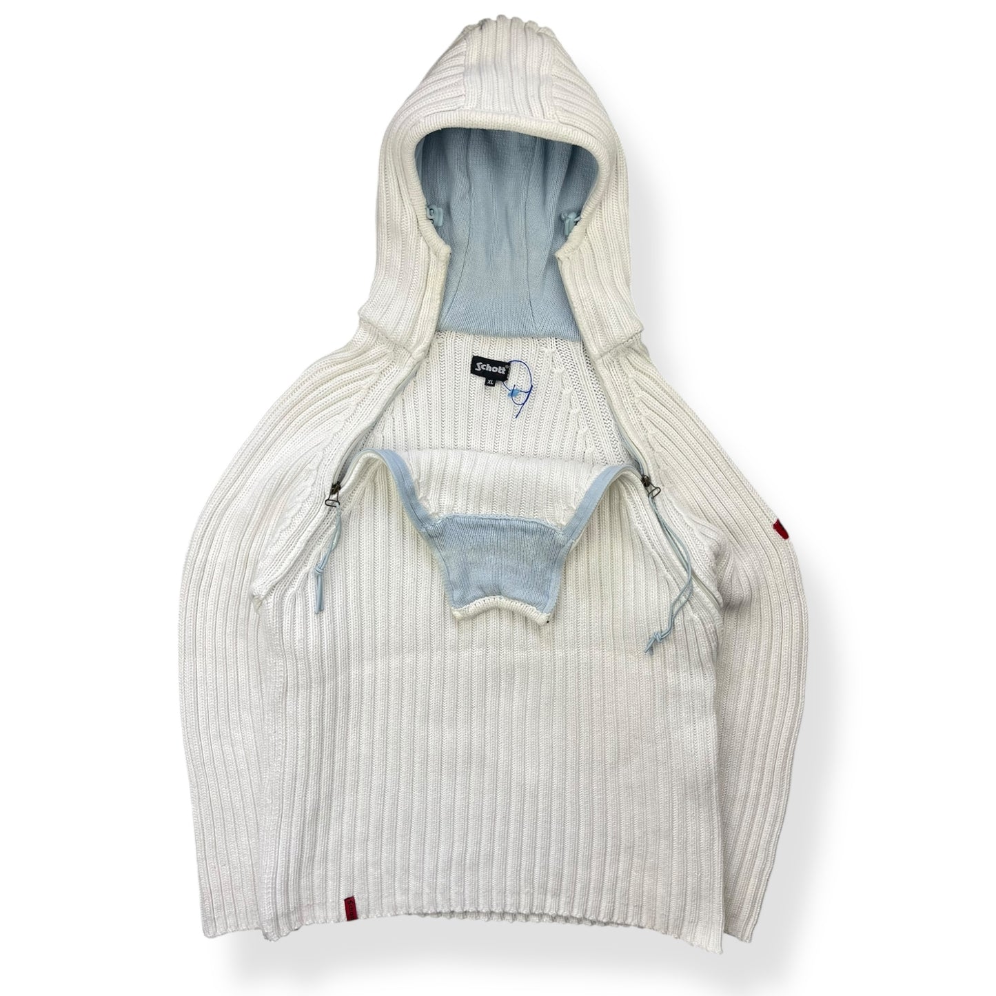 2000's Schott NYC Dual Zip Knitted Balaclava Hoodie (L)