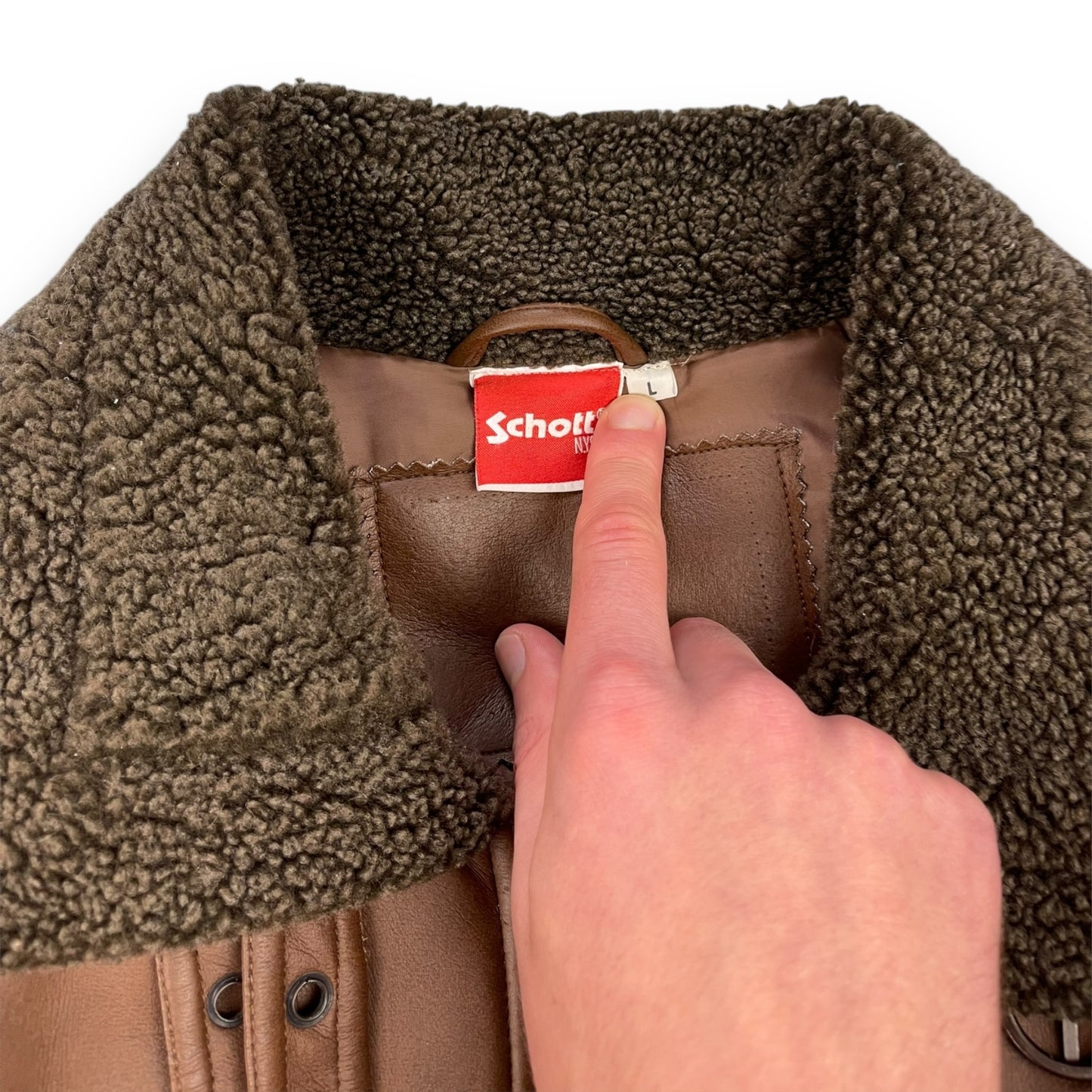 2000's Schott Faux Leather Aviator Jacket (L)