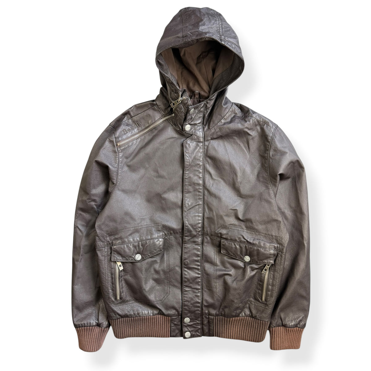 2000's Bench Asymmetric Zip Leather Jacket (L)