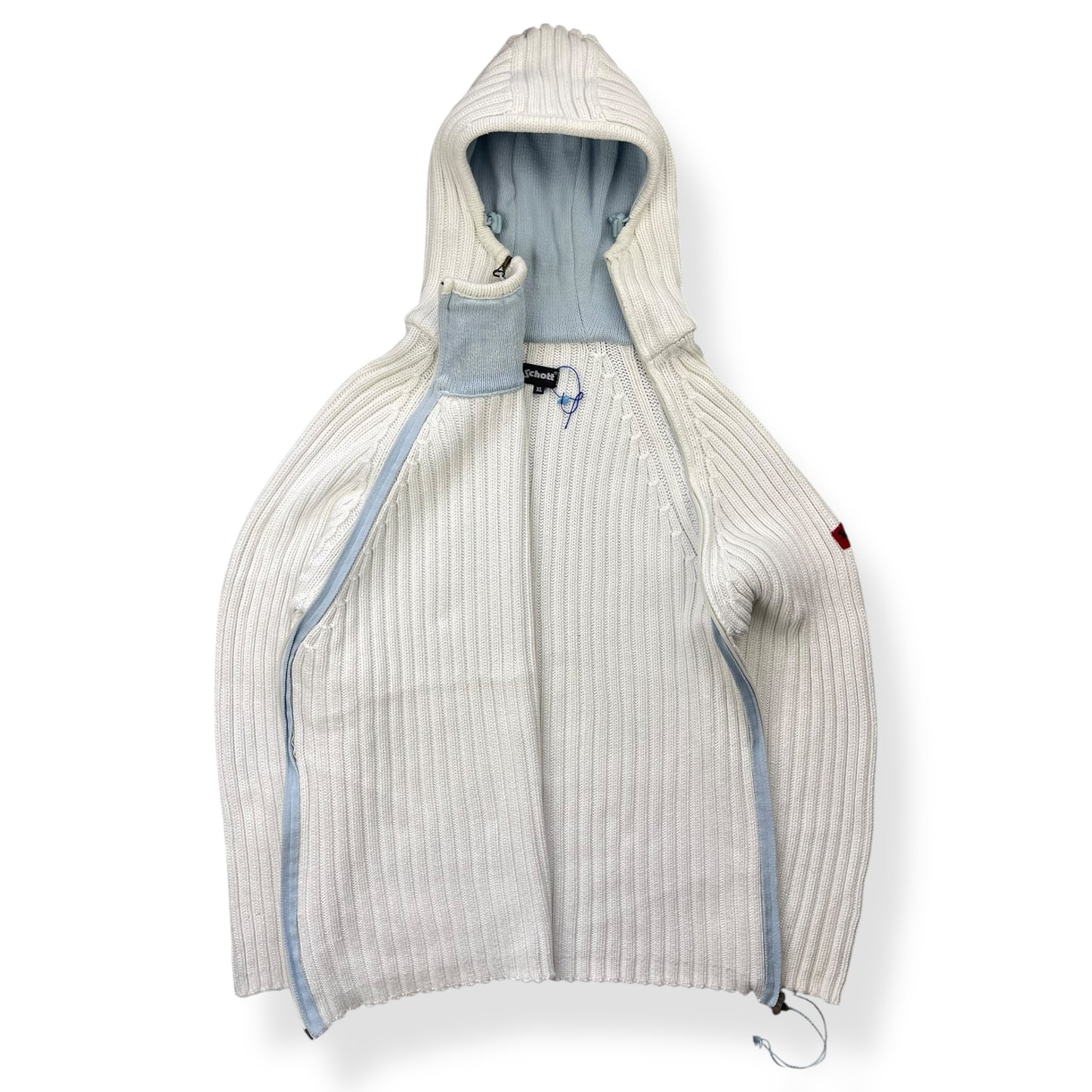 2000's Schott NYC Dual Zip Knitted Balaclava Hoodie (L)