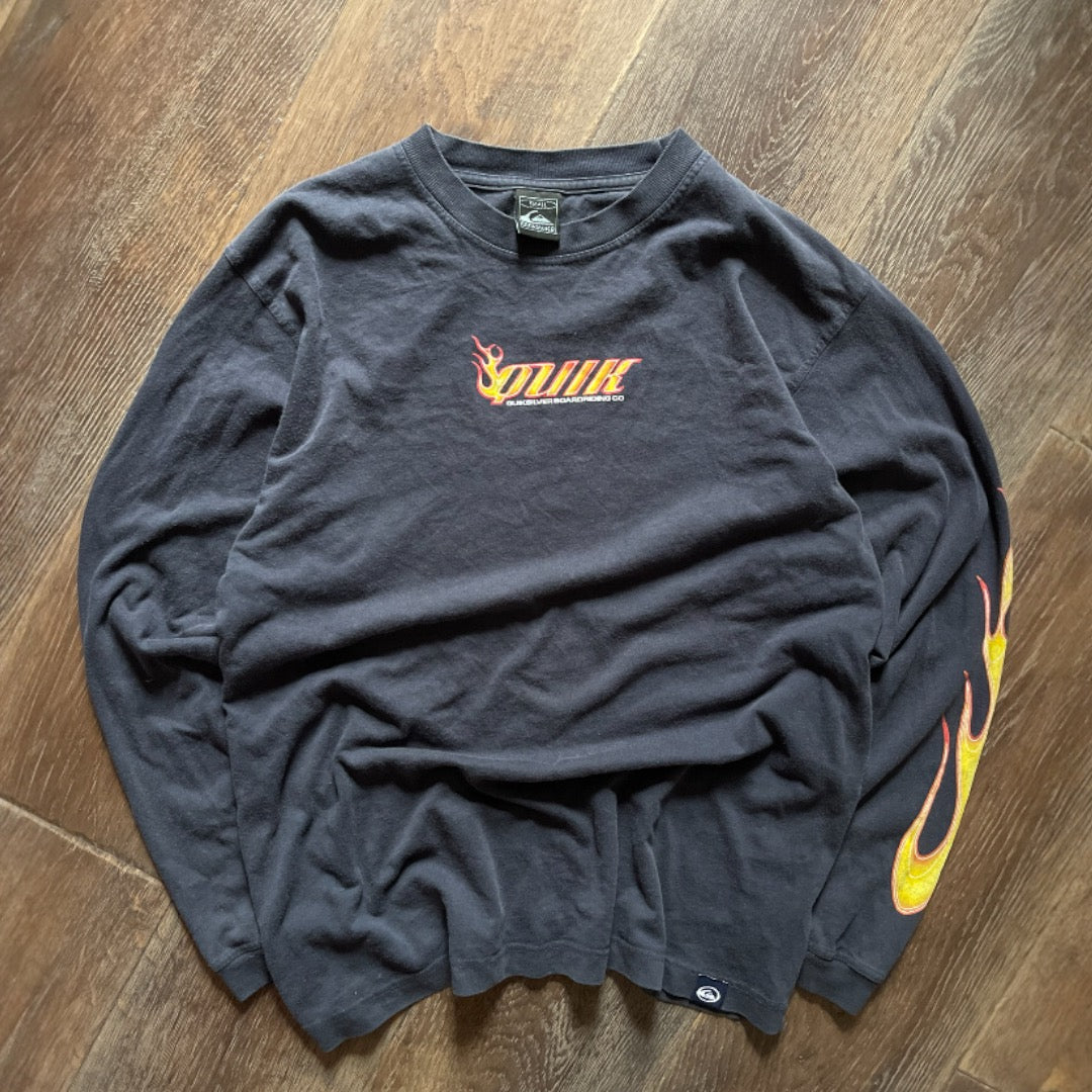 2000's Quiksilver Flame Long Sleeve T-Shirt (S)