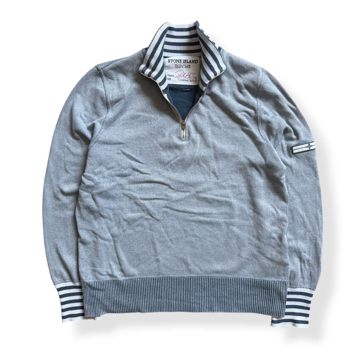 SS2008 Stone Island Denims Striped 1/4 Zip (L)