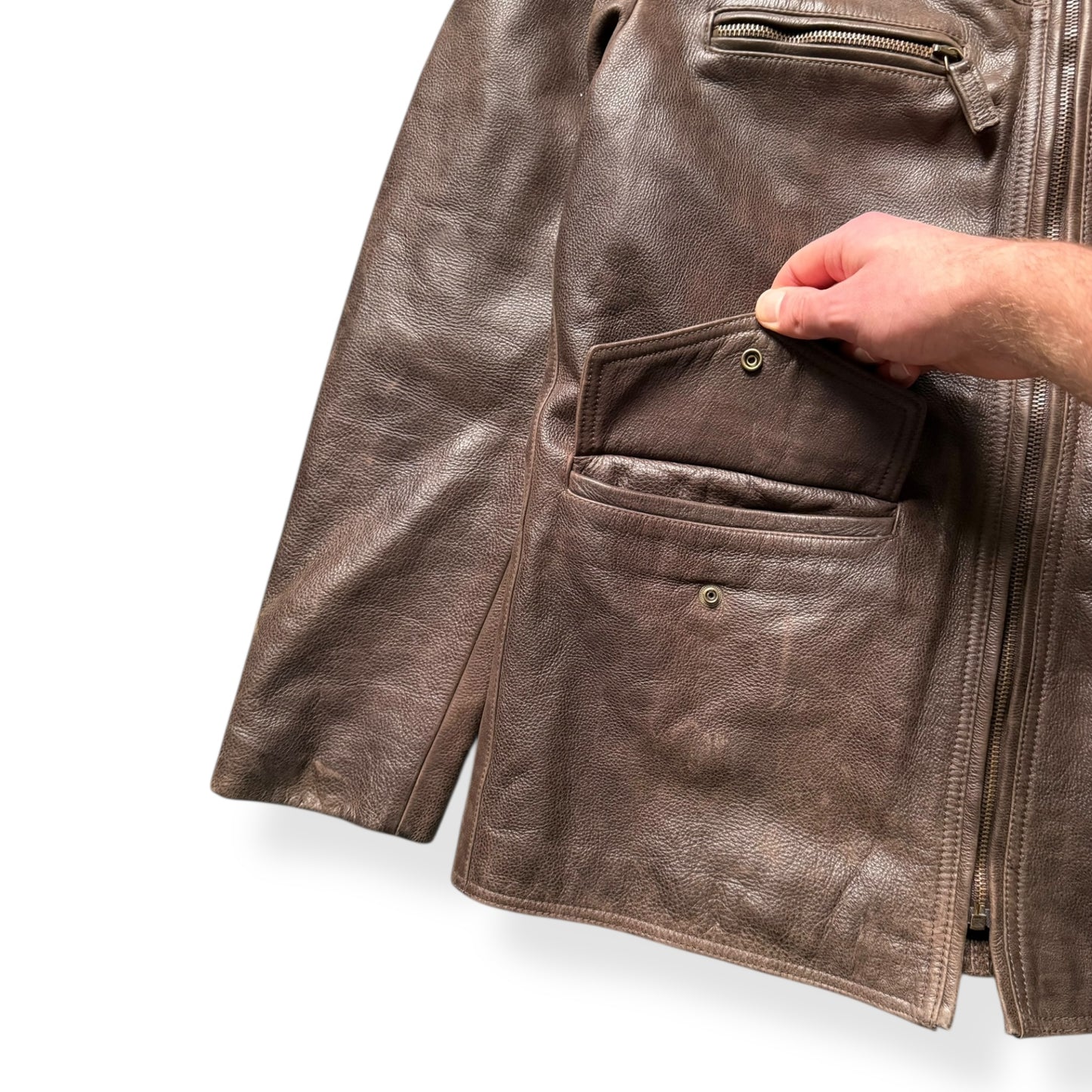2000's Armani Jeans Leather Jacket (L)