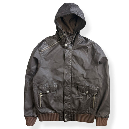 2000's Bench Asymmetric Zip Leather Jacket (L)