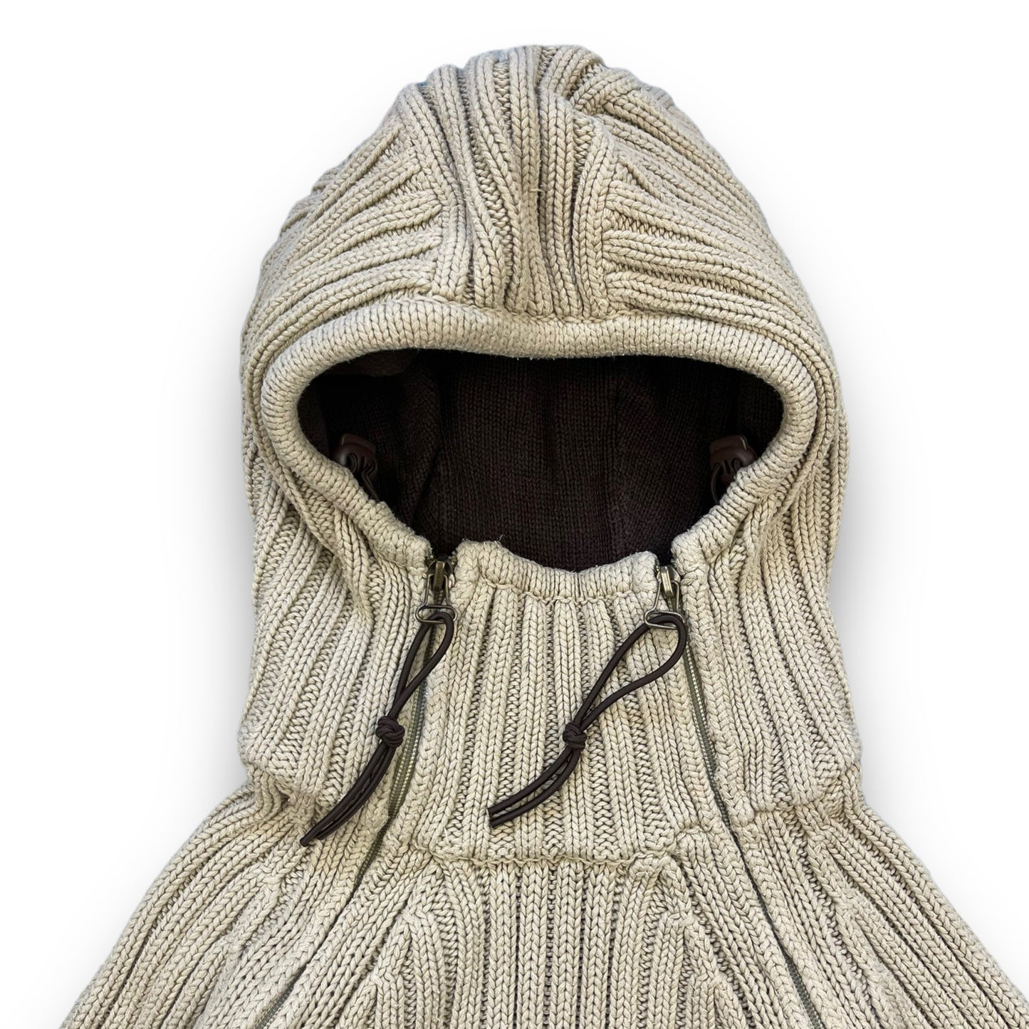 2000's Schott NYC Dual Zip Knitted Balaclava Hoodie (M)