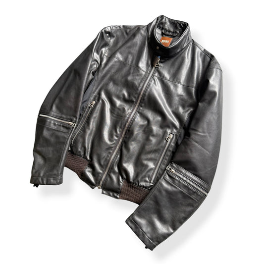 2000's Hugo Boss 'Orange' Multizip Leather Jacket (M)