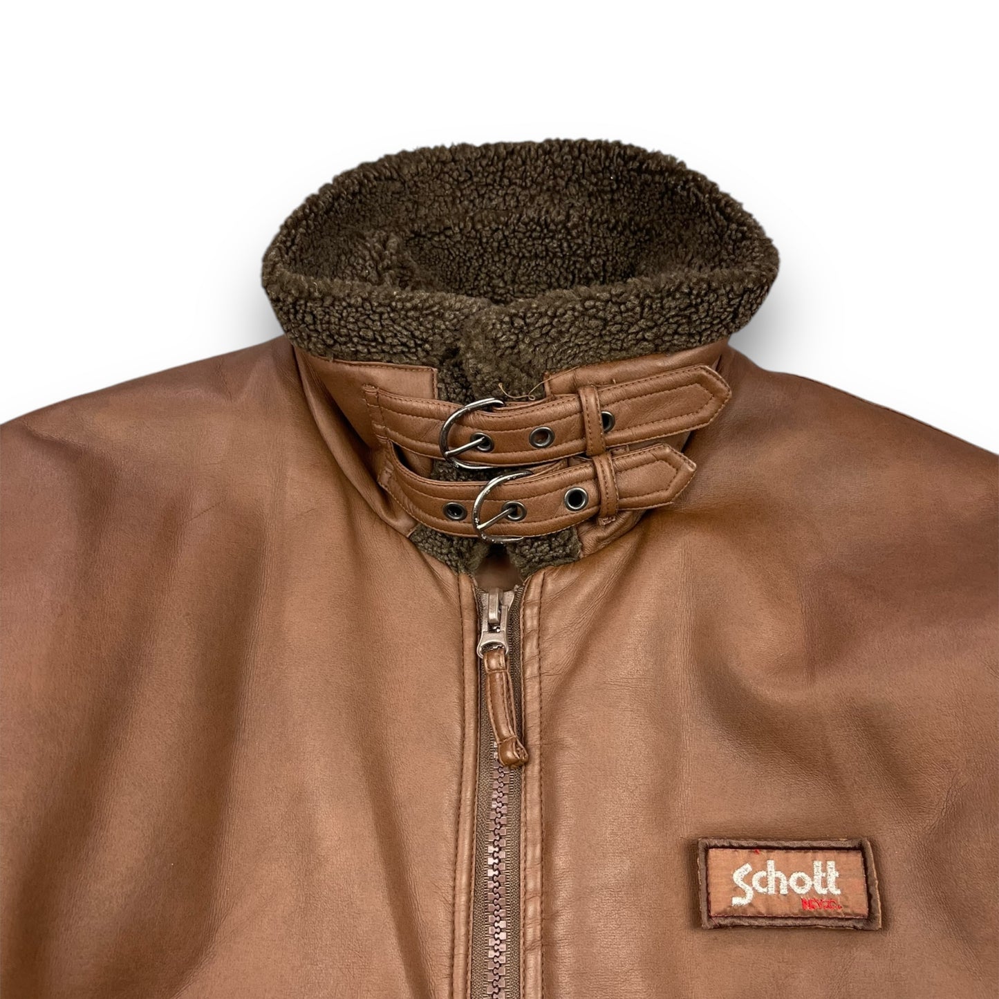 2000's Schott Faux Leather Aviator Jacket (L)