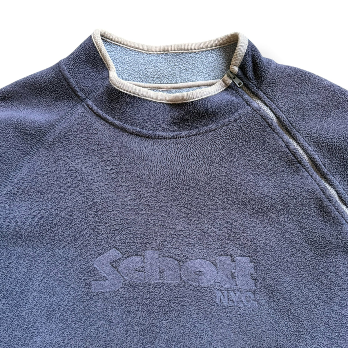 2000's Schott Asymmetric Zip Fleece Sweatshirt (L)