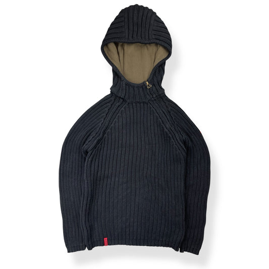2000's Schott NYC Knitted Asymmetric Zip Balaclava Hoodie (S)