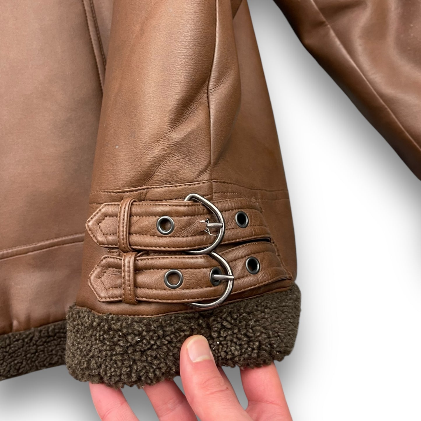 2000's Schott Faux Leather Aviator Jacket (L)