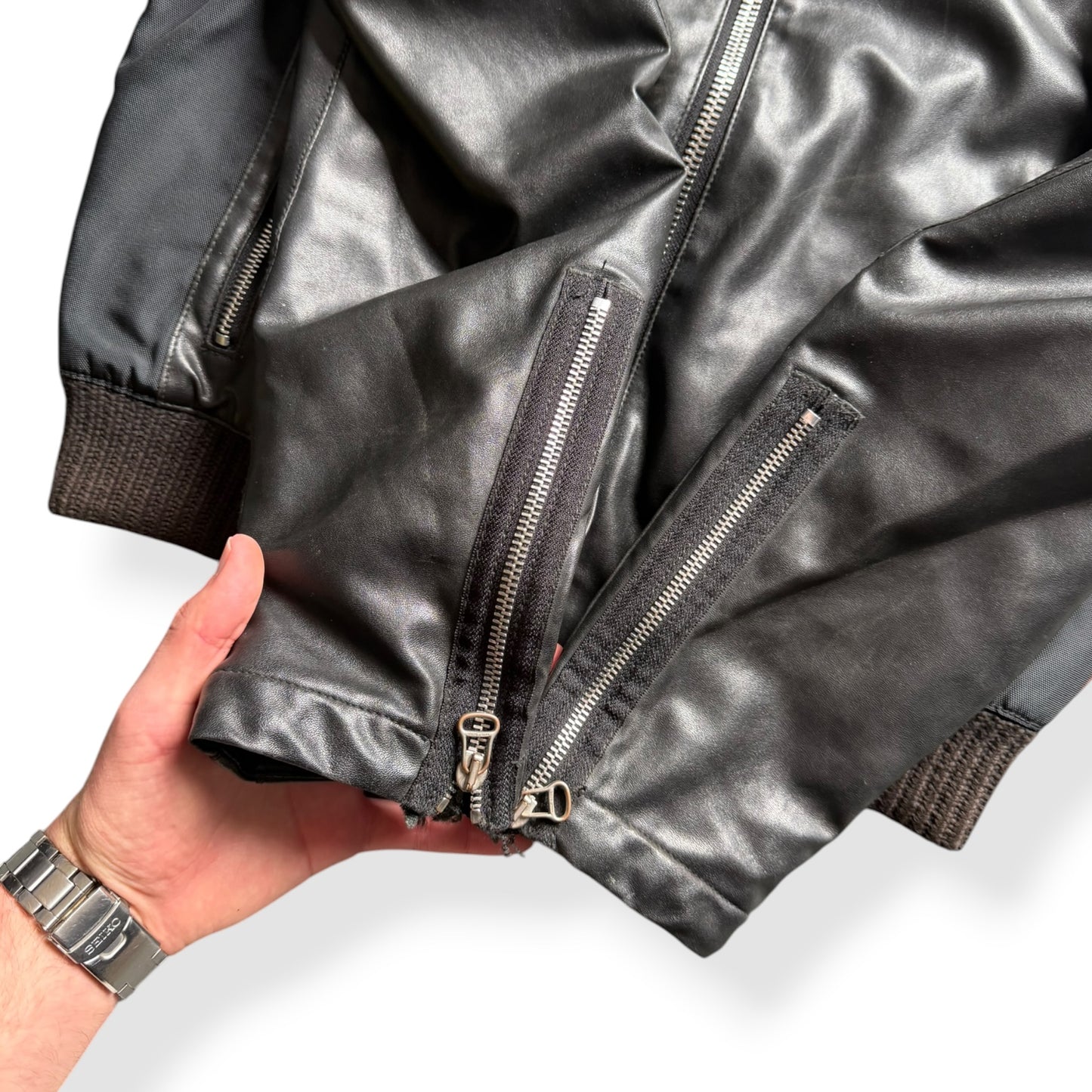 2000's Hugo Boss 'Orange' Multizip Leather Jacket (M)